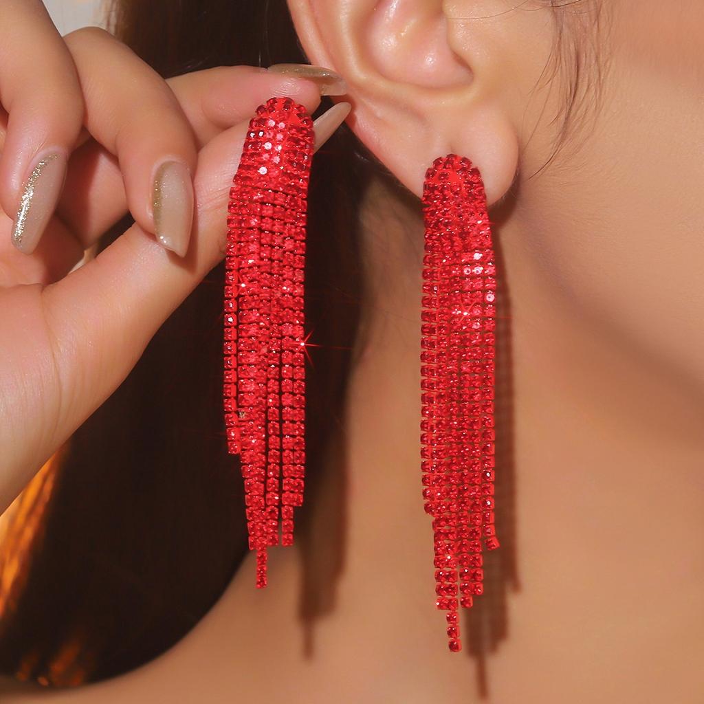 Премиальное чувство роскоши супер-вспышки длинные серьги с кисточками из кристаллов модный темперамент универсальные серьги вечерние серьги женские серьги 1 пара
