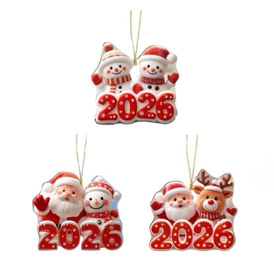 Christmas Ornament Snowman Santa Claus Deer Design Car Rear View Pendant