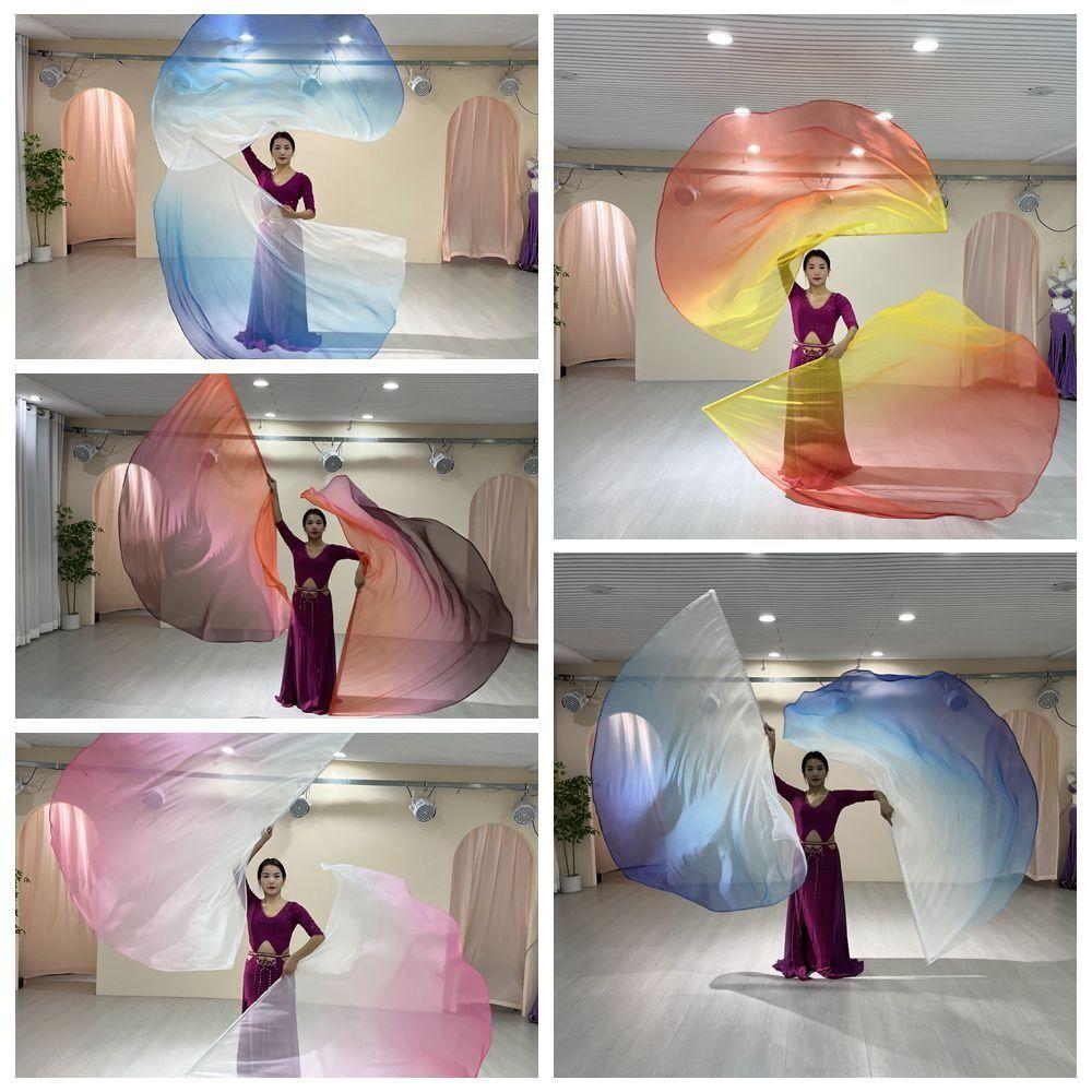With Telescopic Sticks Belly Dance Accessories Props Multicolor Dance Props Semi-circular Flags