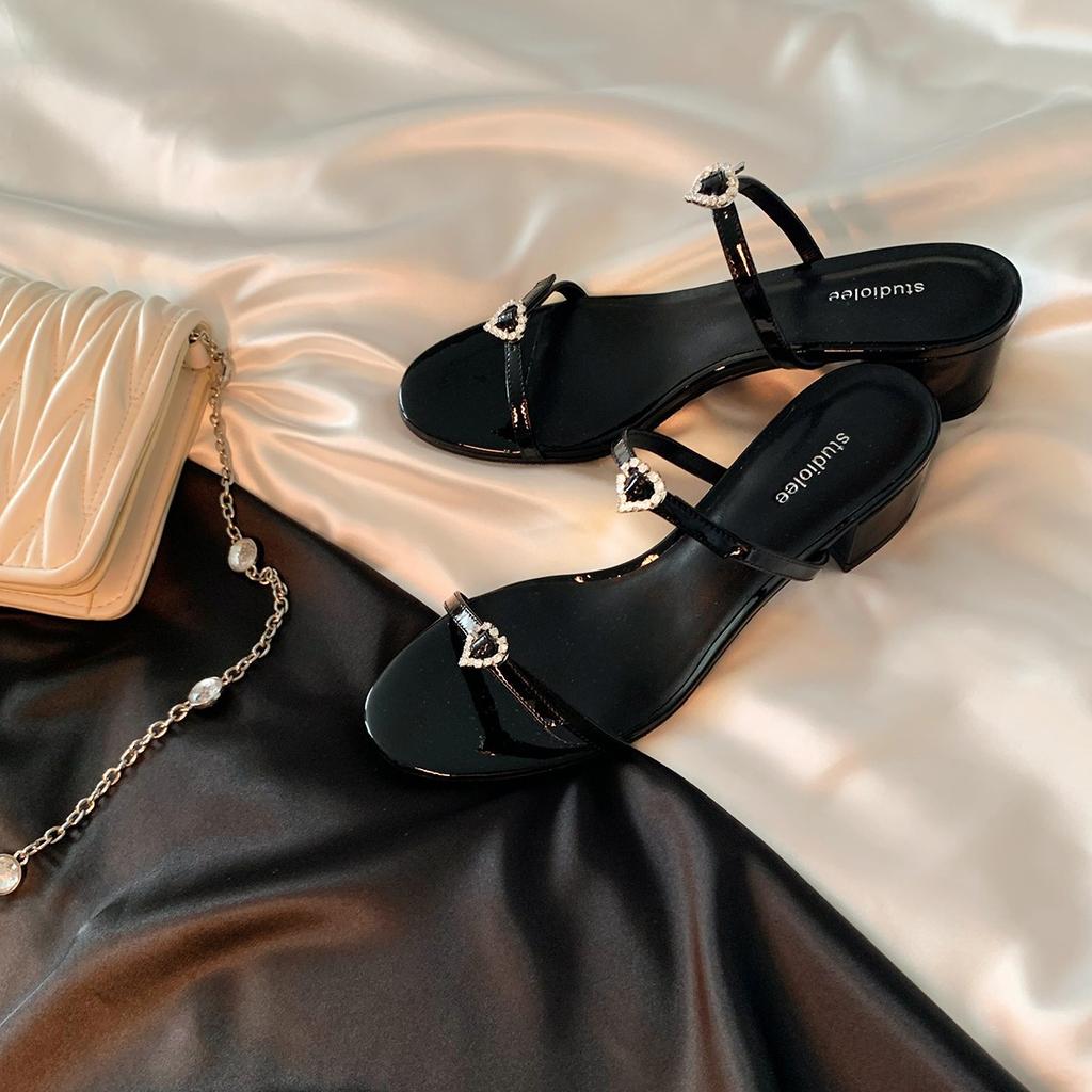 Найди второй волосок! Виноградная мать та же обувь круглый носок двойное слово с любовью бриллиантовая пряжка толстый каблук шлепанцы плоские сандалии женские