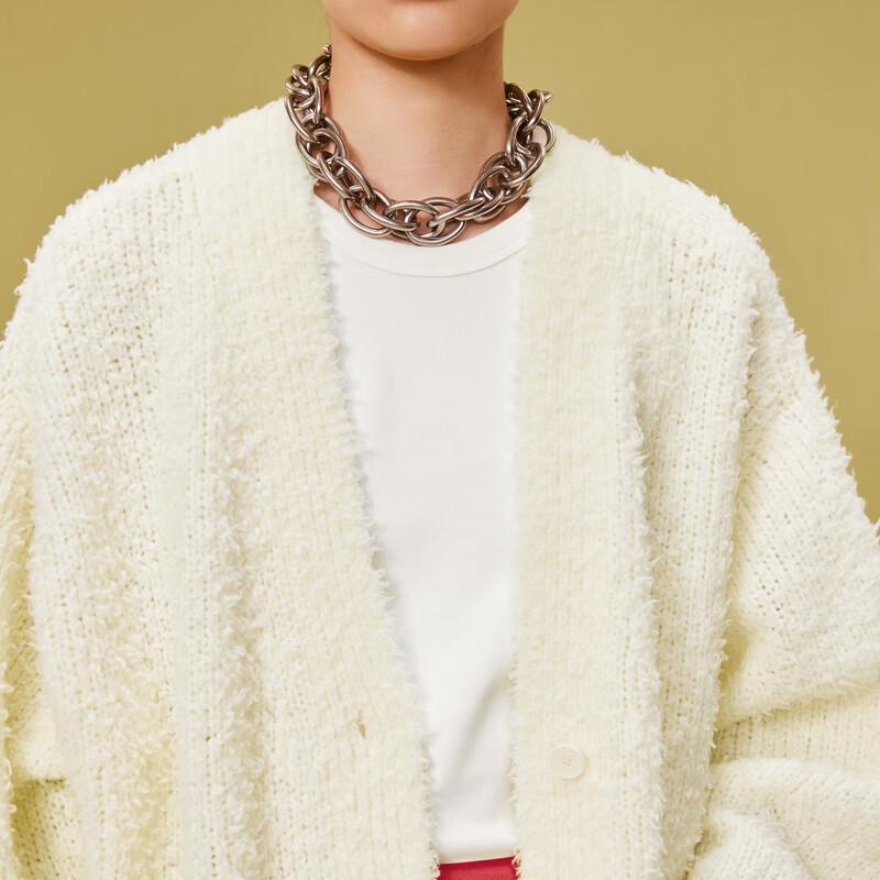 LESS 2024 Spring New Merino Wool Loose Knit Cardigan