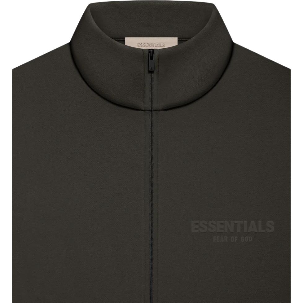 Fear of God Essentials Куртка с полной молнией FW22 Эластичная Однотонный темно-черный Цвет Молния Воротник-стойка Повседневная куртка Женские куртки Серо-черный FOG-FW22-702
