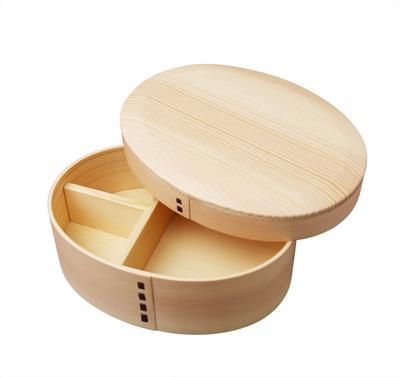Крышка для коробки для бэнто Wakacho Magewappa, овальная, с фаской, натуральная, BR1W, одноуровневая