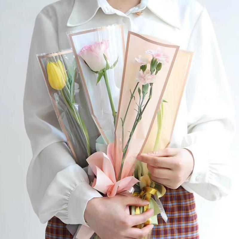 20/30/50 шт. Цветные обертки для цветов Прозрачный пакет для букета Обертка для цветов Водонепроницаемая DIY Подарок Цветочный декор