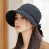 Корейская версия новой осенне-зимней шляпы для женщин с широкими полями, делающая лицо маленьким, бейсболка с маленьким козырьком, повседневная универсальная куполообразная шляпа, шляпа-котелок с бантом