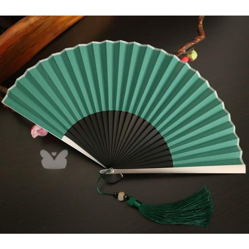 1 шт IZ4A изысканный 6,3-дюймовый женский веер мужской веер однотонный складной веер из хлопка повседневный веер подарочный веер, край из алюминиевого сплава кость