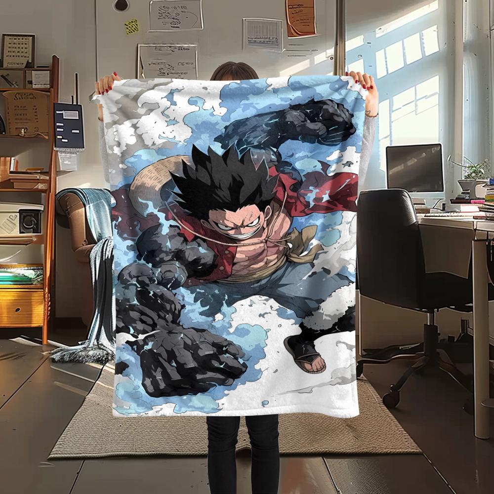 Фланелевое одеяло с принтом персонажей One Piece, Высококачественное, Удобное для всех сезонов, Декор для дома, Тепло и уют, Идеально для рождественских подарков