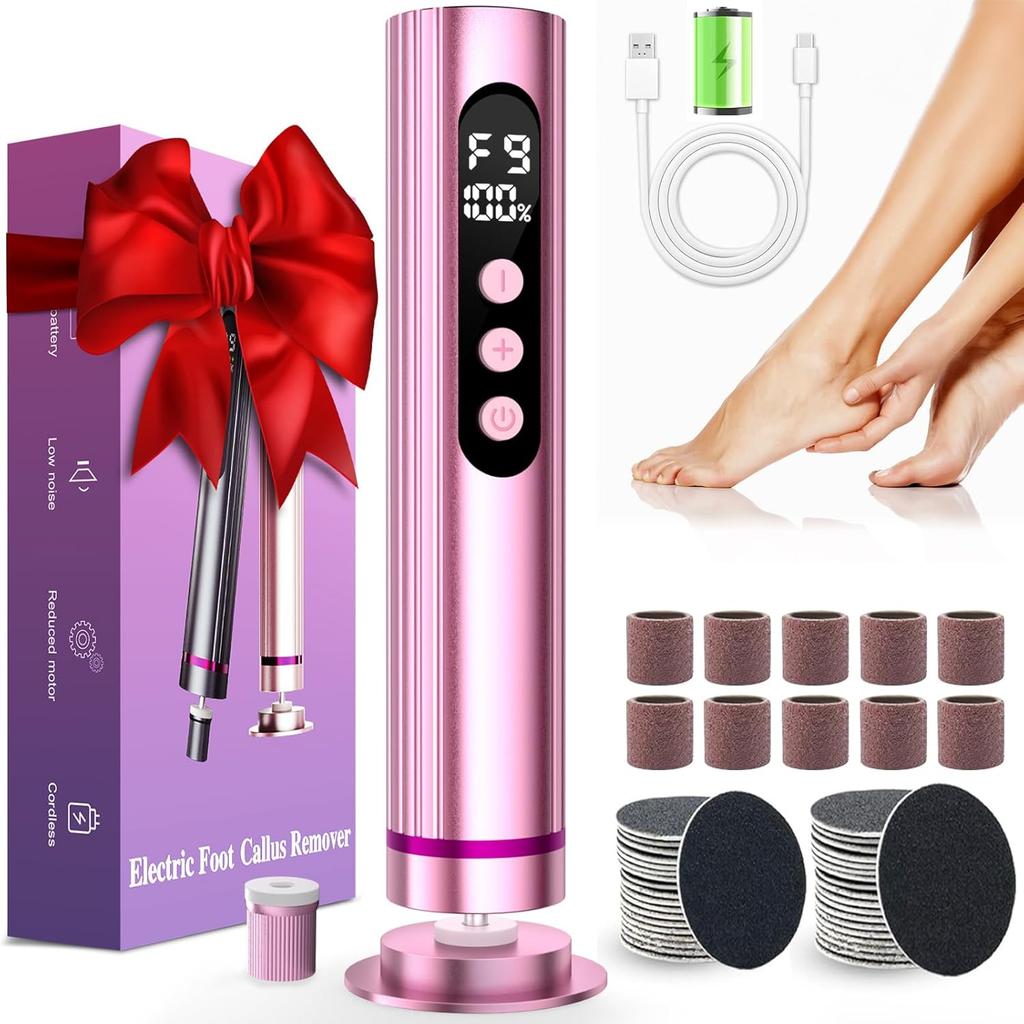 Foot Nail File Cordless, 2 in 1 Wireless Electric Foot Callus Remover, Adjustable 9 Speed Rechargeable Pedicure