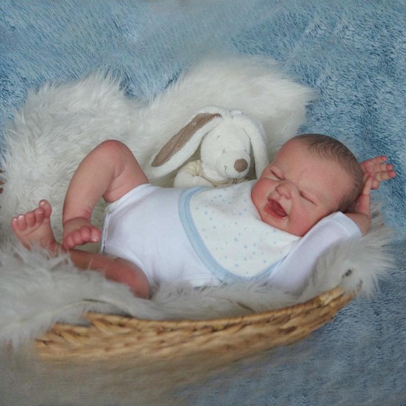 19 Inch Lifelike Reborn Baby Doll First Cry Soft Touch Cloth Body Newborn Babies Doll Real Looking Asleep Simulation Dolls for Kids Toddler Xmas Gifts