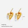 Fashion Golden Titanium Steel C-shaped Stud Earrings For Women, Luxury Stainless Steel Zircon Earrings Non-fading Premium Ear Jewelry