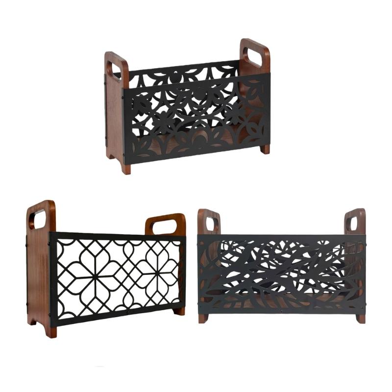 Multifunctional Floor Standing Storage Rack for Books Magazines Newspapers Wooden Organizer Elegant Home Decoration