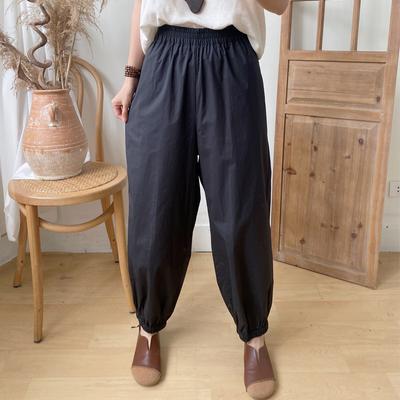 Повседневные японские женские шаровары, летние однотонные свободные женские брюки с эластичной резинкой на талии длиной до щиколотки