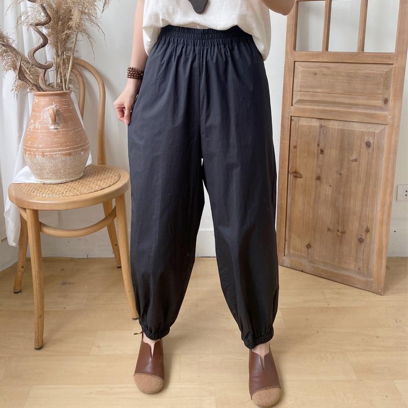 Johnature Повседневные японские женские шаровары, летние однотонные свободные женские брюки с эластичной резинкой на талии длиной до щиколотки