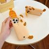 For iPhone 16 Pro Max Silicone Case Dog Eating Chicken Leg Design Lens Cover Kickstand Phone Cover