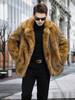 Men's Fur Winter Long Mink Coat Jacket with A Collar and Fur