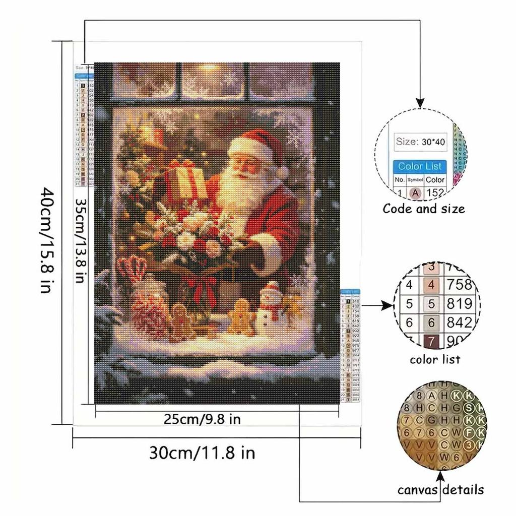 Christmas Diamond Painting Kit Santa Claus Holding Gifts Snowman Gingerbread Man Handmade Home Entertainment Decorative Painting