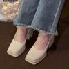 Новые модные туфли-лодочки в корейском стиле с квадратным носком для женщин, милые туфли Jane с бусинами, элегантные свадебные туфли для невесты, большие размеры 34-42