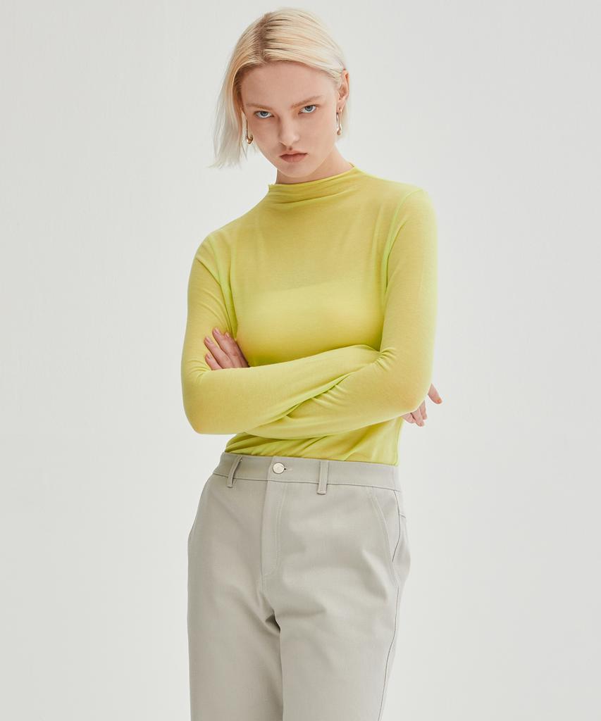 ONNE Back Pointed Mok Neck Top - Lime
