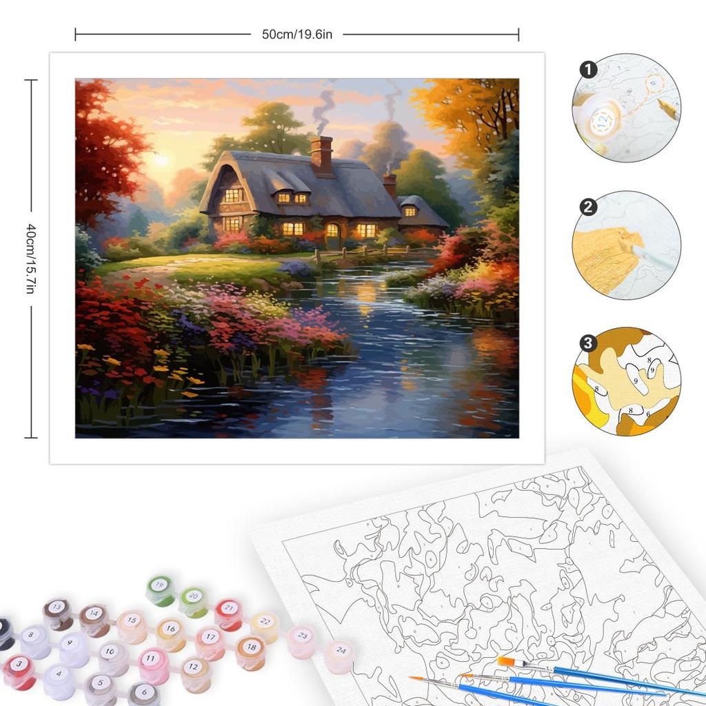 RUOPOTY Картина по номерам, безрамная деревенская дача, краска по номерам на холсте, сделай сам, картина по номерам, декорации для дома, 40x50 см