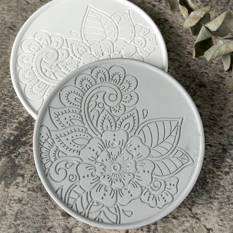 Handmade Creative Round Coaster Silicone Mold DIY Coffee Coaster Craft Tray Making Plaster Epoxy Resin Glass Cup Mat Cast Mould