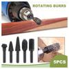 Набор из 5 сверл для резьбы по дереву, инструменты для резьбы по дереву, вращающиеся напильники для поделок, рашпили, фрезы для дерева, шлифовальные инструменты для деревообработки