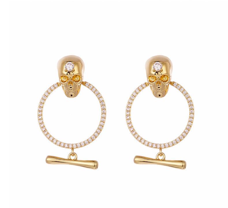 Серьги-подвески в виде черепа Kenjie McQueen - Женские европейские и американские панк-пусеты и клипсы для ушей