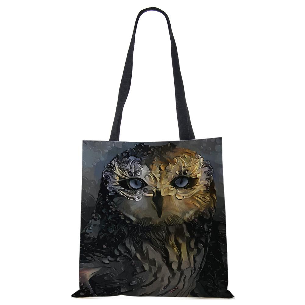 Холщовая сумка-тоут с принтом леопардовой совы, многоразовая повседневная сумка-шоппер, 2022, женские дорожные школьные складные пляжные сумки
