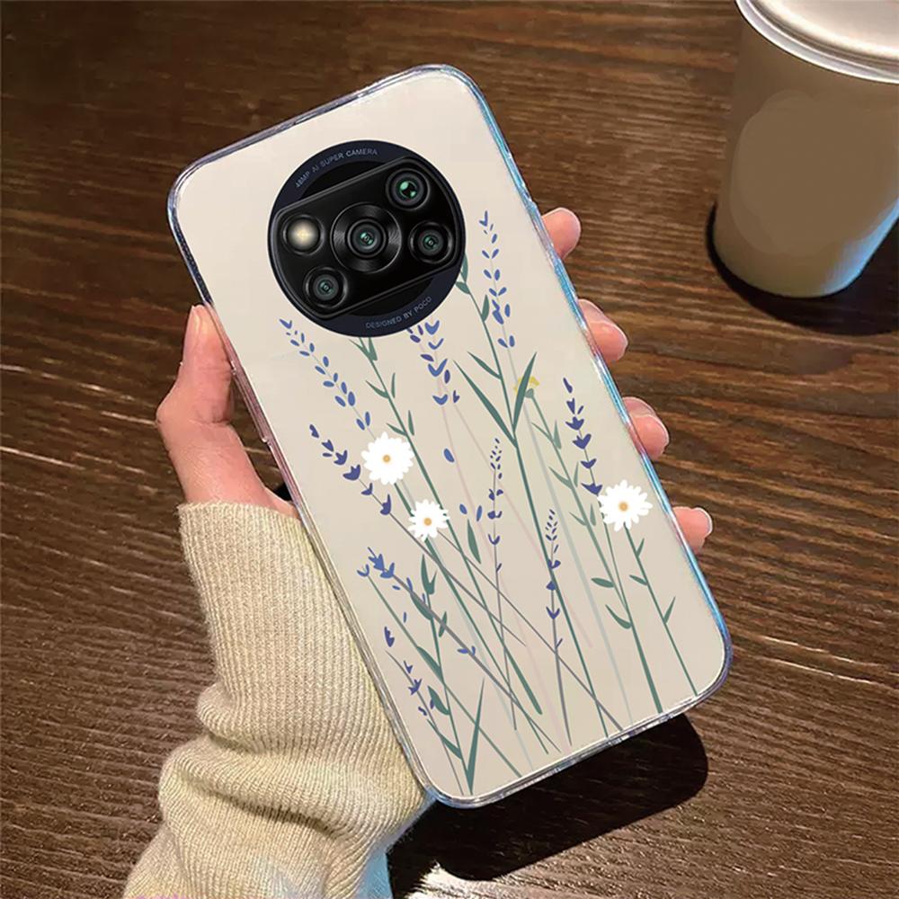 Rose Flower Daisy Oil Painting Phone Case For Xiaomi Poco X3 NFC X3Pro Cover Protection Clear Couple Transparent PocoX3 6.67"