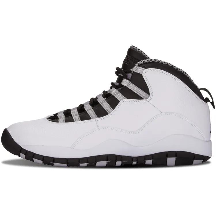 Air Jordan 10 Retro 'Steel' 2013 (Unisex) White / Black / Light Steel Grey / Varsity Red Vintage Basketball Shoes 310805 103