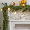 Рождественская гирлянда из искусственной зелени, гирлянда из лозы, зимнее украшение из искусственной сосновой лозы для каминной полки, лестницы, стола, декор