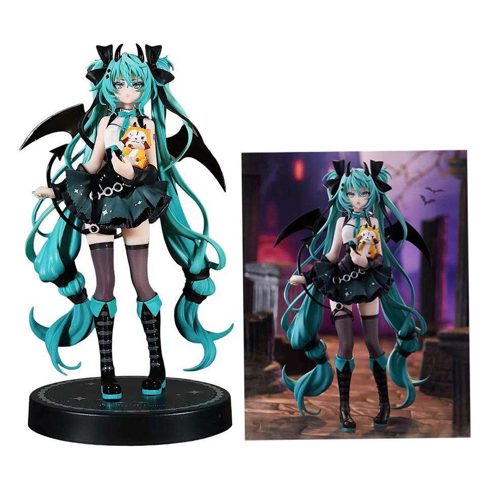 Original Little Devil Hatsune Miku Handmade Little Raccoon Chuyin Dark Angel Handmade PVC Model Animation Peripheral Ornaments