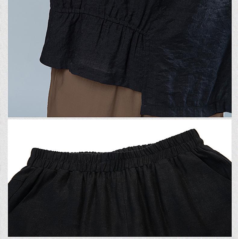 Летняя мода 2025 года: Мамин маленький повседневный комплект из хлопка и льна