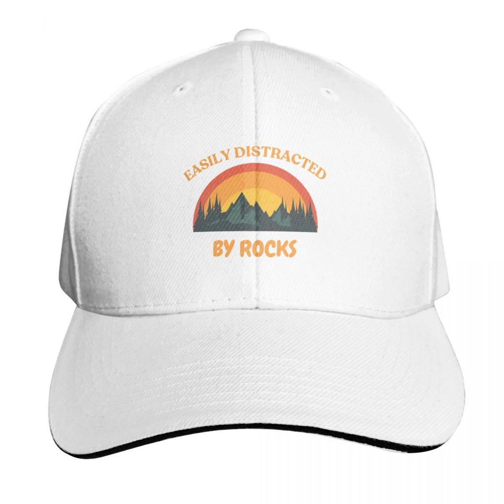EASILY DISTRACTED BY ROCKS Baseball Cap Beach dad hat summer hat Funny hats GirlS Hats Unisexs