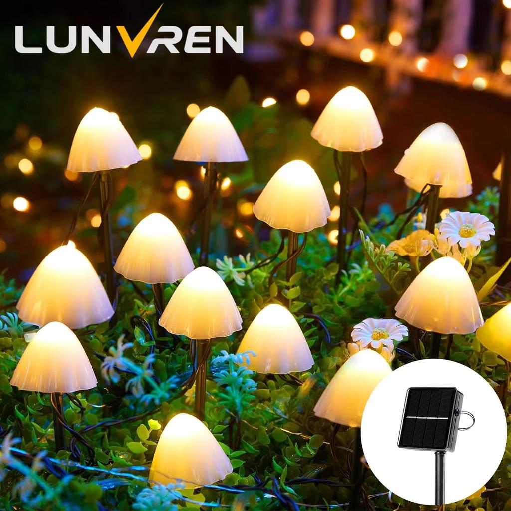 20 LED Solar Mushroom Lights Outdoor Waterproof Street Lights for Path Lawn Garden Patio Light Easter Party Holiday Decoration