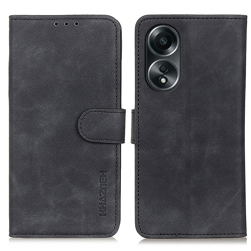 KHAZNEH For Oppo A78 4G Anti-Scratch Shell Wallet Phone Cover Retro Texture PU Leather Stand Case