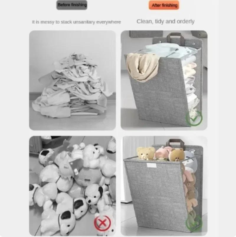 Adhesive Laundry Basket Hamper, Multifunctional Punch Free Wall Hanging Washing Clothes Mesh Hook Organizer 1Pc Foldable