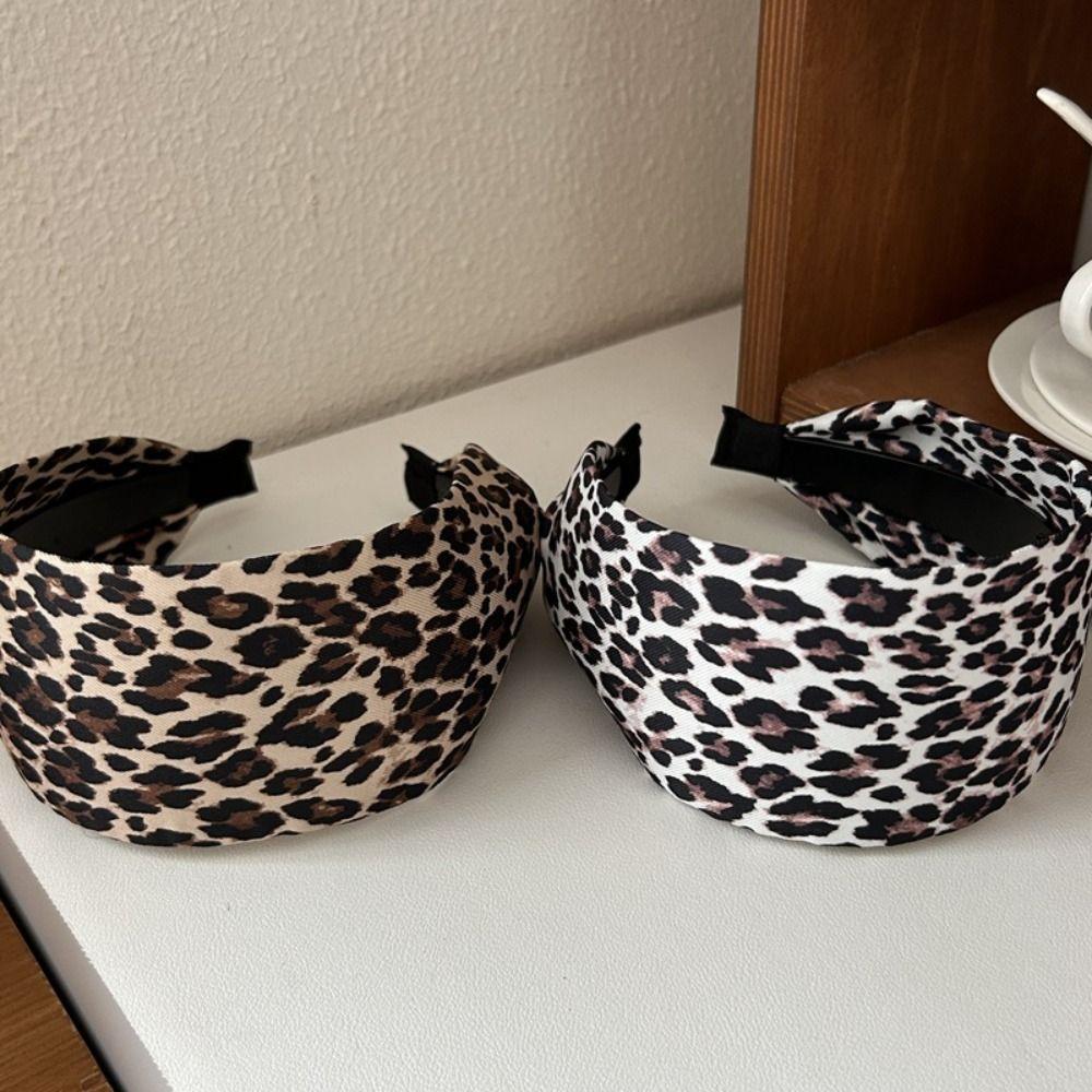 Корейская леопардовая повязка для волос, темпераментная женская повязка для волос, ретро широкая повязка на голову, для дам/девушек