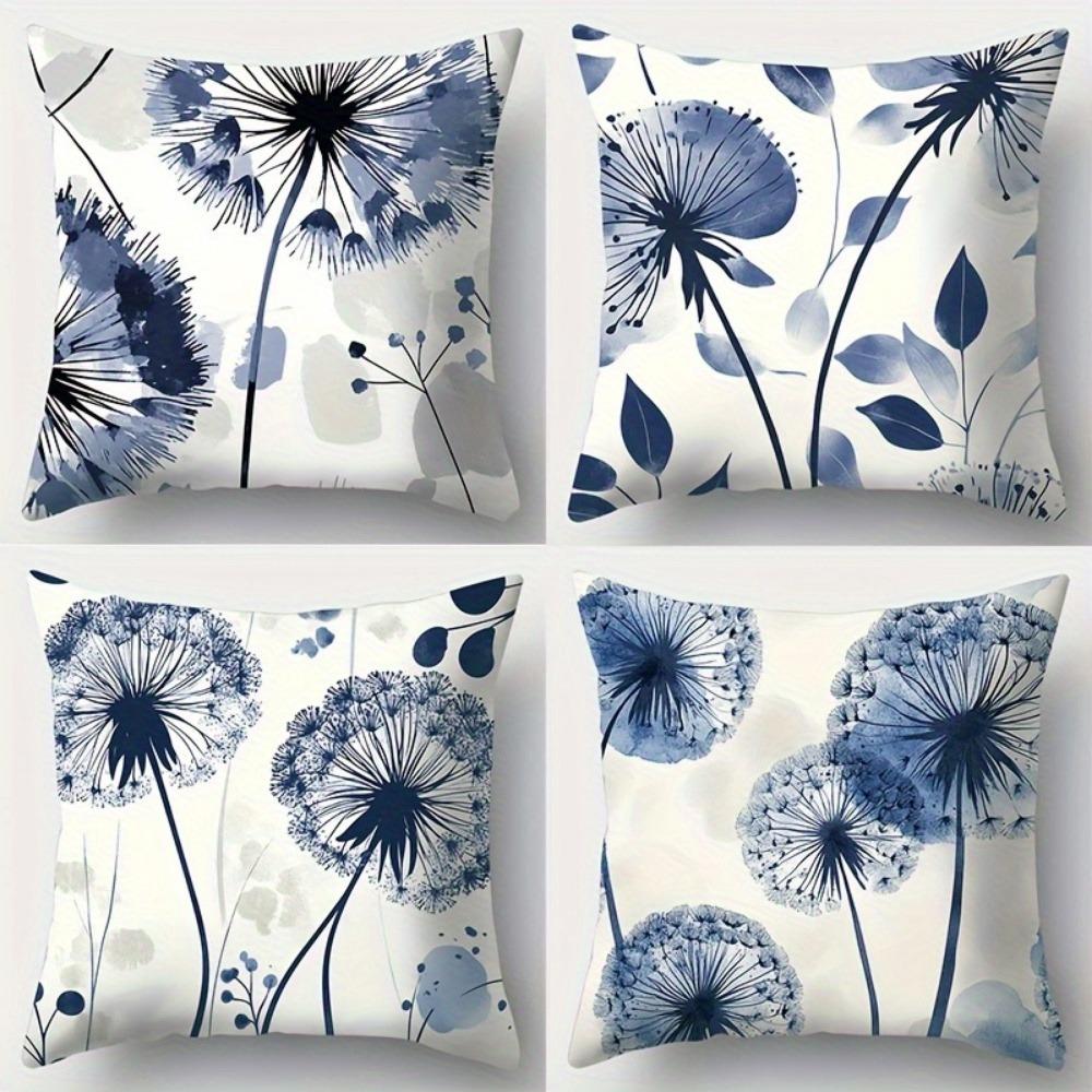 Наволочка с синим узором из одуванчиков, чехол для подушки для дивана и спальни, односторонняя печать, без наполнителя