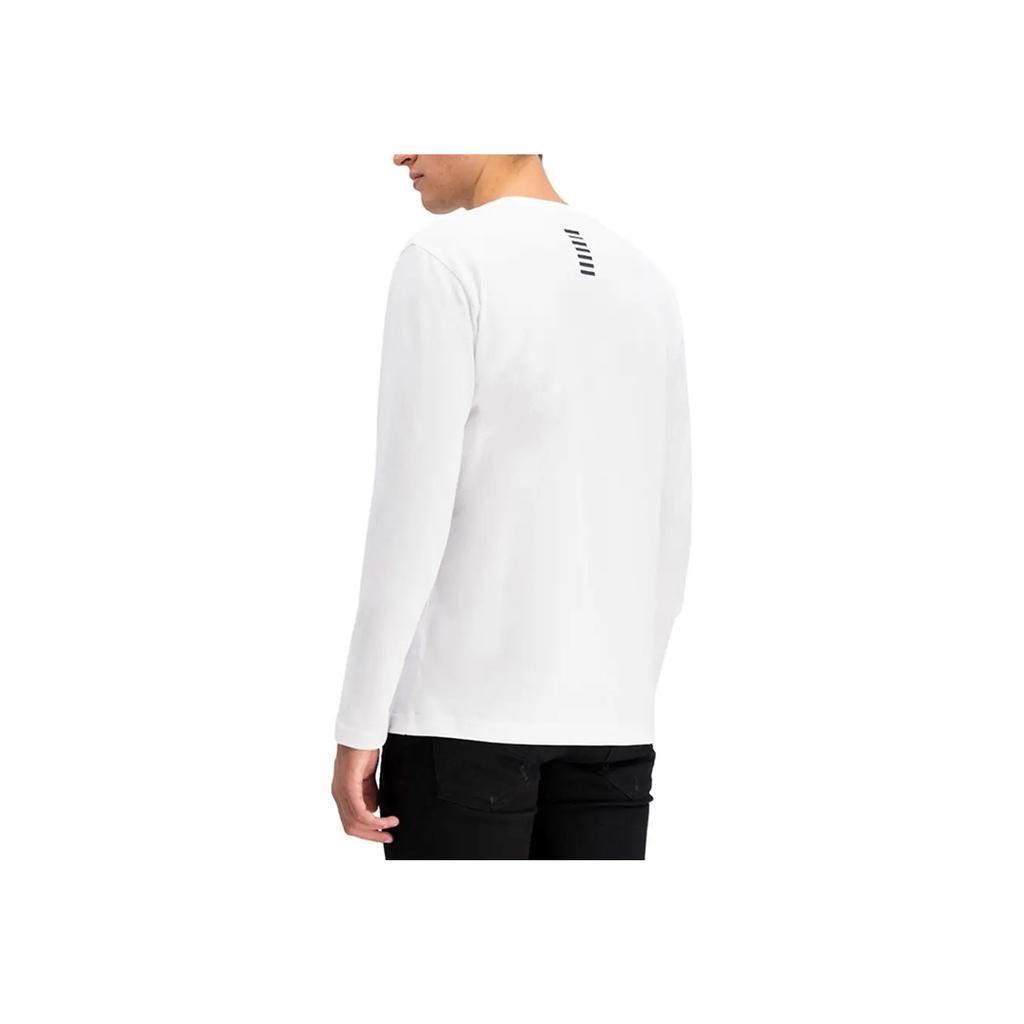 Emporio Armani Мужская футболка с длинным рукавом и круглым вырезом, однотонная, с принтом букв, серия Ea7, топ, белый, 6GPT40-PJ2AZ-1100