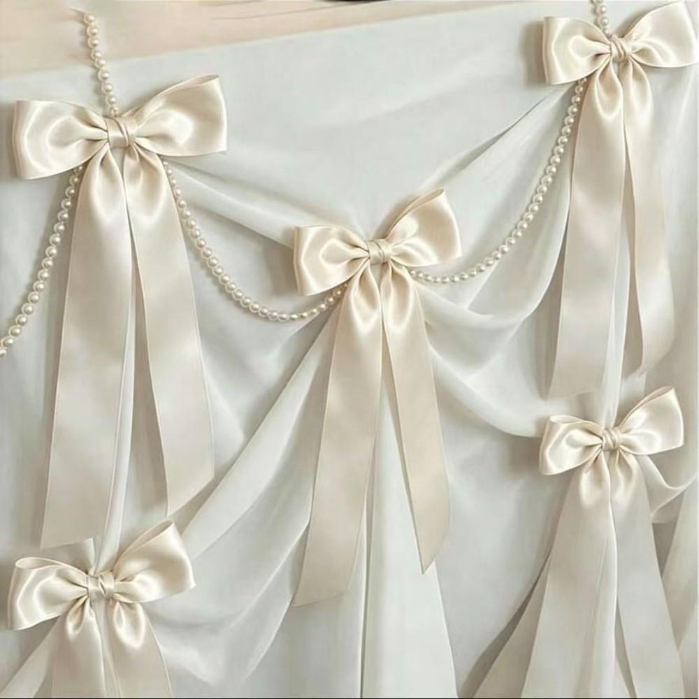 Faux Pearl Bowknot Banner Hanging Pendant Reusable Bow Beaded Garland  Birthday Decor