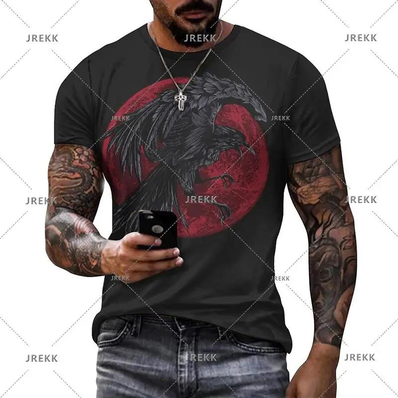 Punk Crow 3D Printed T-Shirt Dark Mighty Raven T Shirt For Men Casual Streetwear Women Tees Casual Birds Graphic Oversized Tops