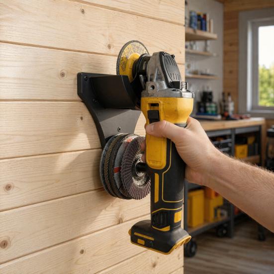 Angle Grinder Organizer, Wall Mount with Disc Storage Bracket, Heavy Duty Grinder Cutting Machines Tool Holder, for Workshop Garage