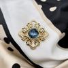 Vintage Palace Style Gold Color Blue Brooch for Women Suit Coat Brooch Pins Gifts