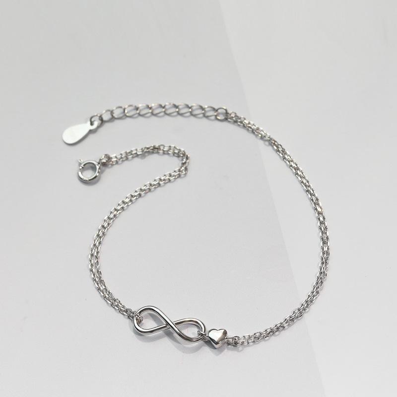 Sterling Silver S925 Silver Bracelet Infinite Love Bracelet Women's Korean Style Simple Hollow Geometric Bracelet Personalized Jewelry