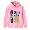 Kids Boys Girls Pullover Hoodie, Cool Skate Skateboard Pattern Casual Hooded Sweatshirt, Comfortable Long Sleeve Outerwear for Daily Street Sports Wea