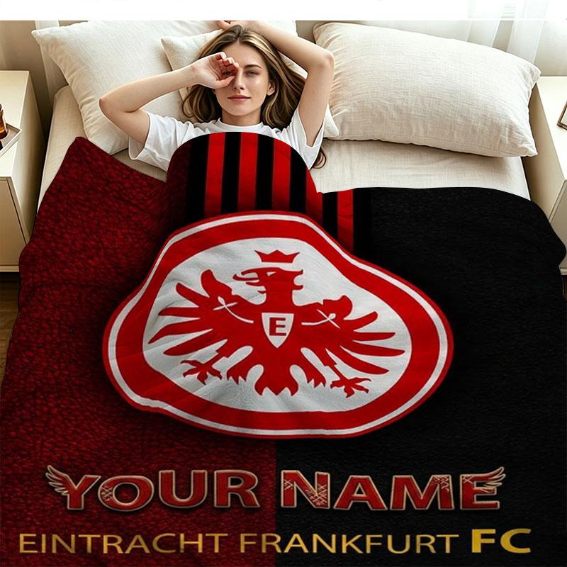 1PC Eintracht Frankfurt Custom Name Patterned Flannel Blanket Suitable For All Seasons for Home Decor Warmth and Comfort Gifts Holiday Present