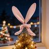 Пасхальное украшение Нежно-розовый бархатный кролик с ушками Верхушка на елку с пружинной опорой Гибкое качающееся украшение Украшение стола для вечеринки Пасхальное украшение