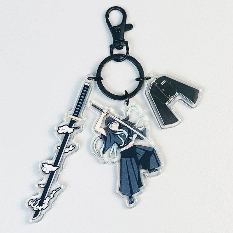 Keychain Pendant Anime Demon Slayer Kimetsu No Yaiba Kamado Tanjirou Double Sided HD Bag Pendant Gift For Fans Cosplay Props Jewelry Gift