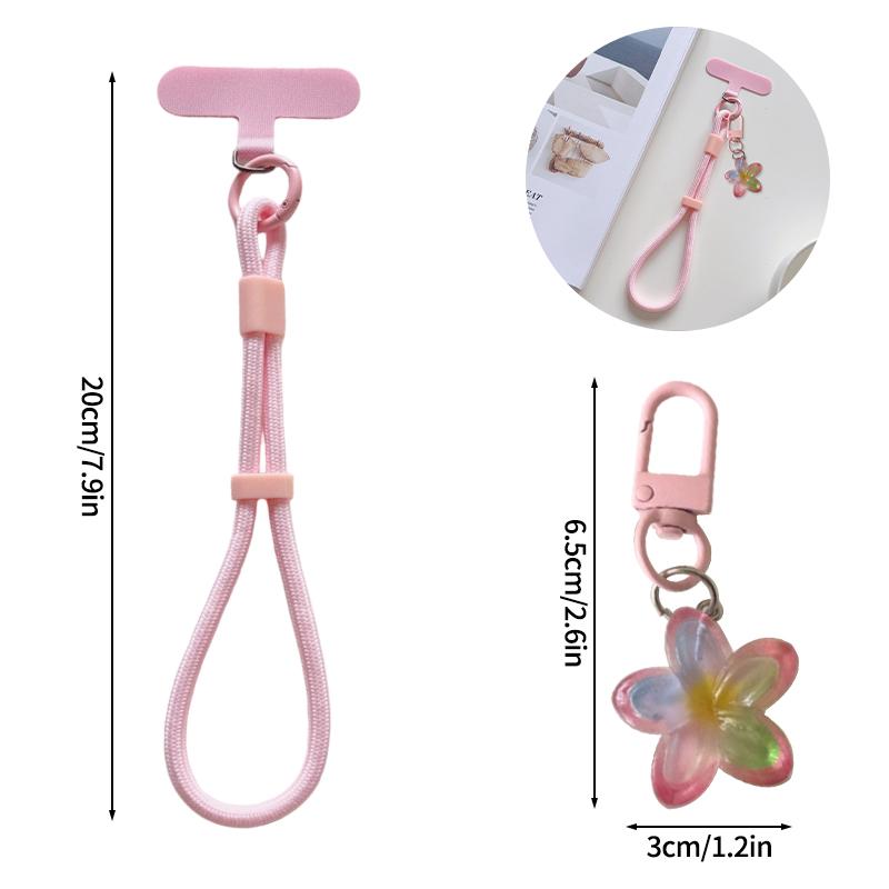 Cell Phone Lanyard Keychain on The Phone Macaron Color Beads Pendant Mobile Phone Rope Flowers Keychains Accessorie