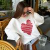 Women'S Heart Embroidery Sweaters Valentine'S Day Casual Long Sleeve Crewneck Loose Pullover Tops Fall Winter Soft Knitted Coat